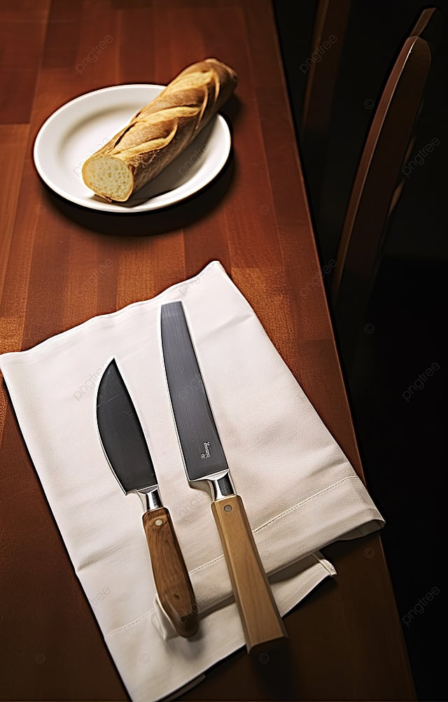 刀木板和餐巾