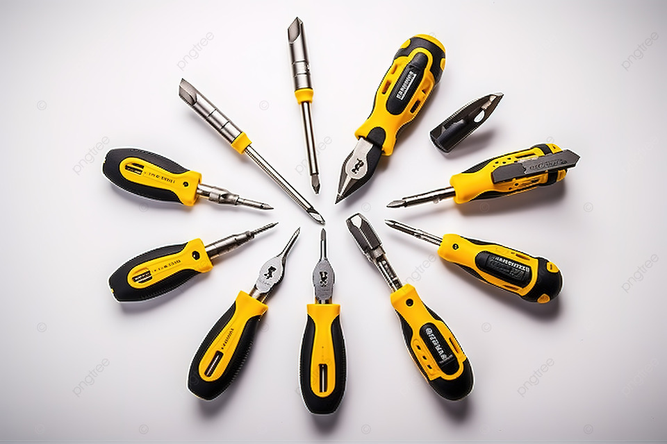 各种工具，如钻头螺丝刀和平头螺丝刀