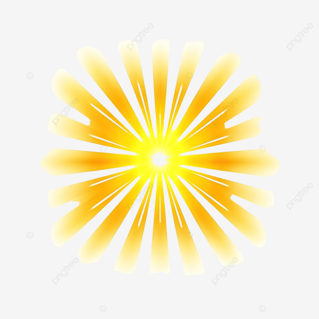 黄色太阳光线，带有光束和眩光隔离透镜耀斑光效果