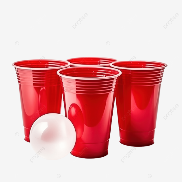 红色啤酒乒乓球塑料杯和球与泼传统派对饮酒游戏