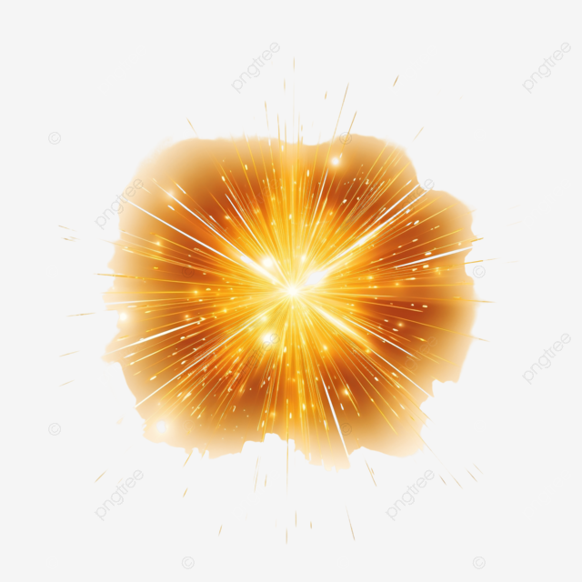 金色发光灯光效果隔离太阳耀斑与光束和聚光灯发光效果星爆与火花png