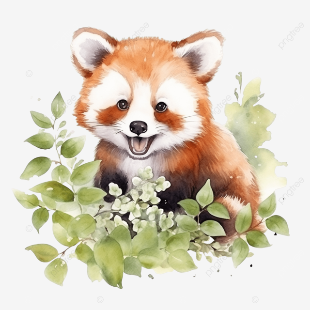 可爱的小熊猫夏天插画水彩小熊猫水彩夏天夏天小熊猫夏天插画