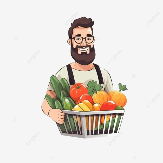 在超市买杂货的男人