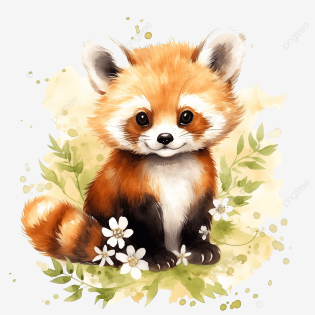 可爱的小熊猫夏天插画水彩小熊猫水彩夏天夏天小熊猫夏天插画
