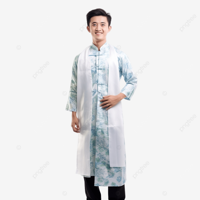 穿着奥黛越南民族服装的男人