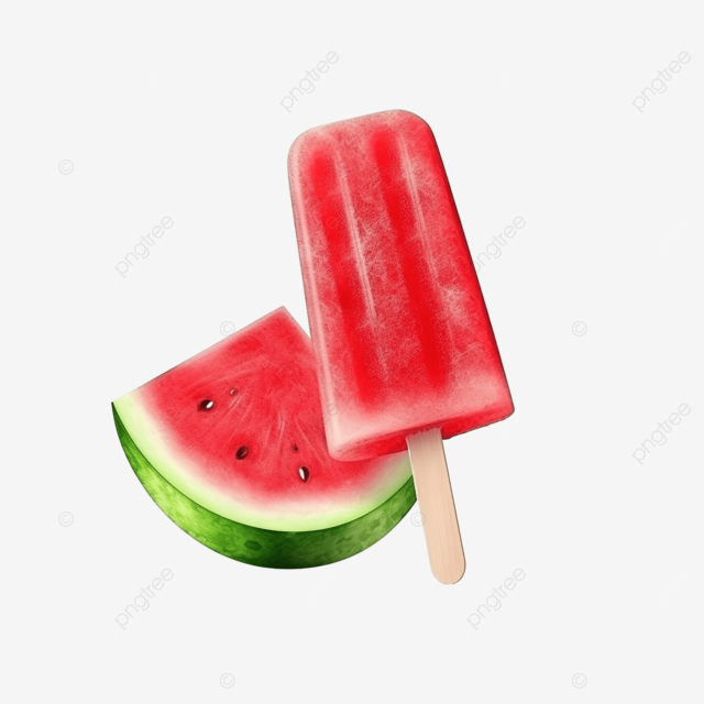 咬过的西瓜冰棒甜点水果冰淇淋棒上
