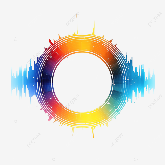圈音乐声波圆形均衡器圆形音频频谱图形形状同心节拍和爆炸数字几何框架