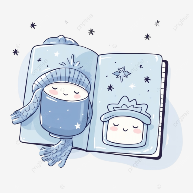 纸质便笺冬季 Hygge 可爱日记本，带书签
