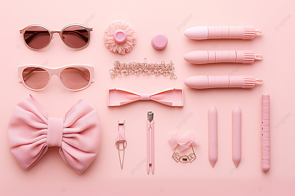 粉红色背景上的发饰