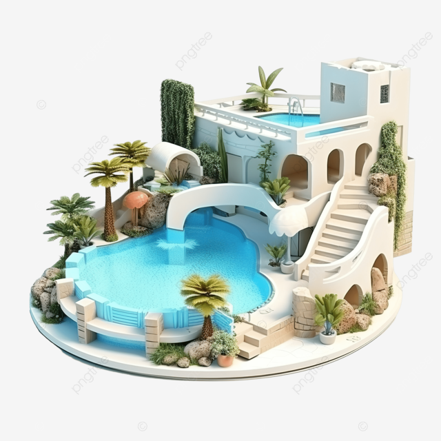 3d 插图酒店游泳池