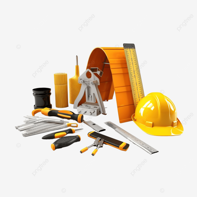 3d 套建筑材料和工具材料用于建筑 3d 插图