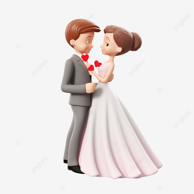 幸福的婚姻生活 3d 插图