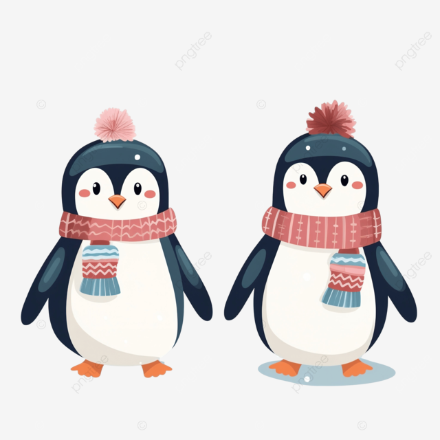 圣诞节无缝图案的可爱卡通企鹅与温暖的衣服冬季矢量图