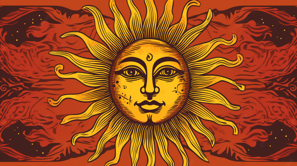 太阳脸插画