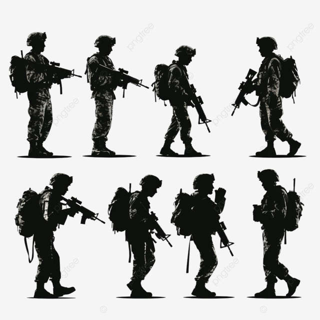 孤立的士兵剪影