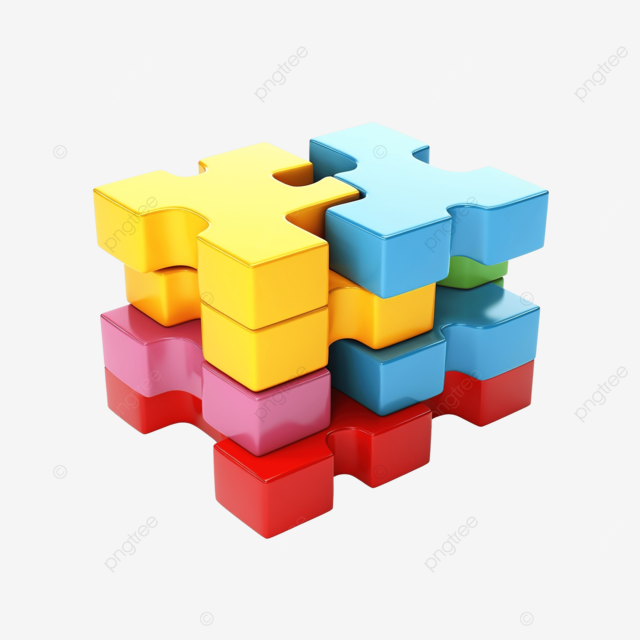 3d 最小拼图连接在一起解决问题的概念 3d 插图