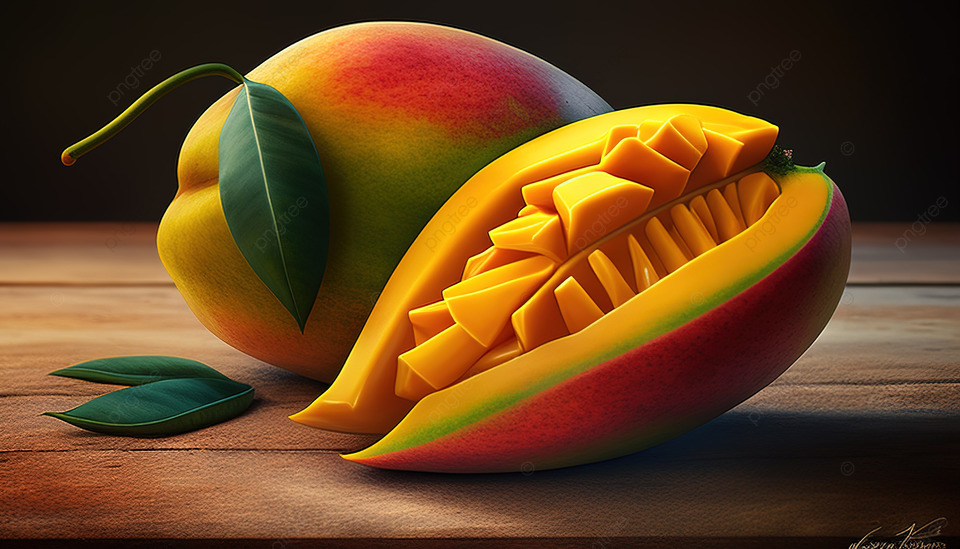 用数字颜色绘制的成熟芒果