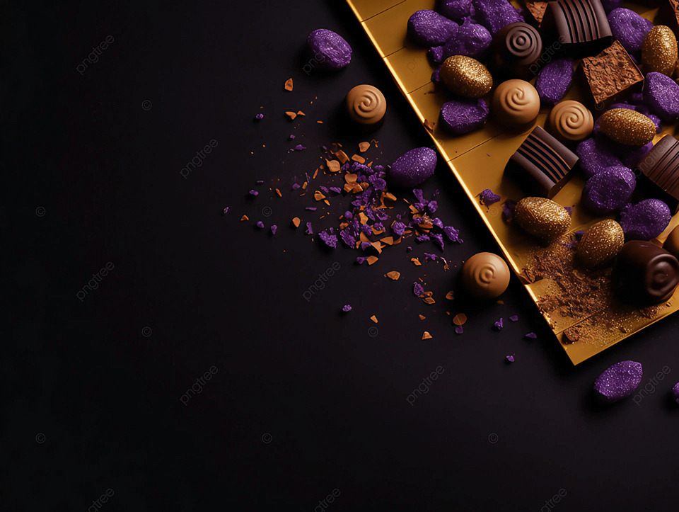 金色紫色巧克力甜品美食摄影广告背景