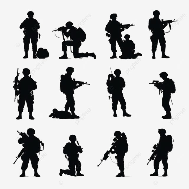 孤立的士兵剪影