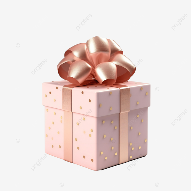 粉色蝴蝶结丝带3d立体包装盒礼品盒生日礼物装饰图案
