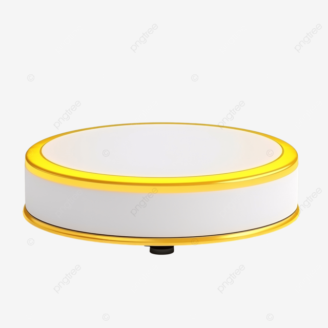 讲台架隔离白色圆形底座柱子或展示台空奖品基座带黄色投影仪光束png