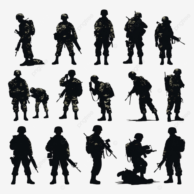 孤立的士兵剪影