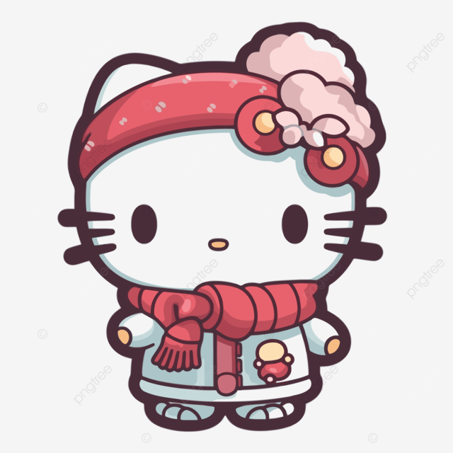冬季里的 Hello Kitty 剪贴画矢量图