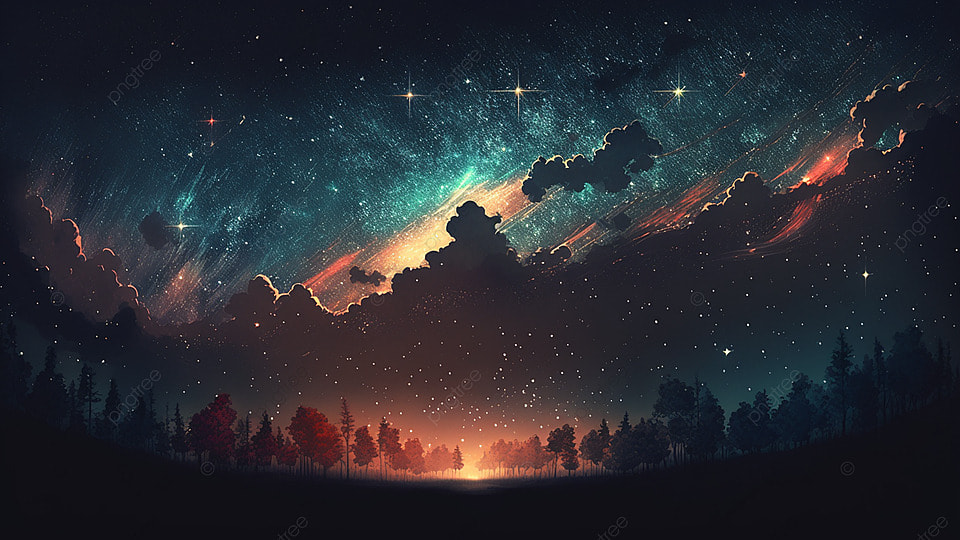 夜晚星空云朵背景