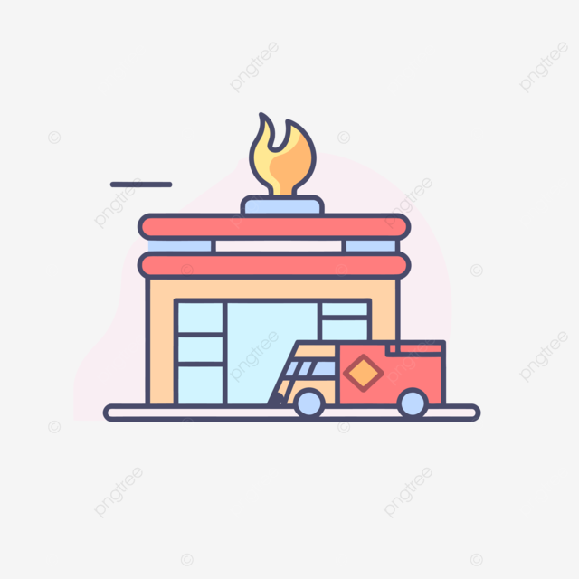 消防站图标标志线图标矢量线插图