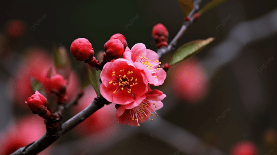 五颜六色的梅花特写照片【背景PNG】-90设计网