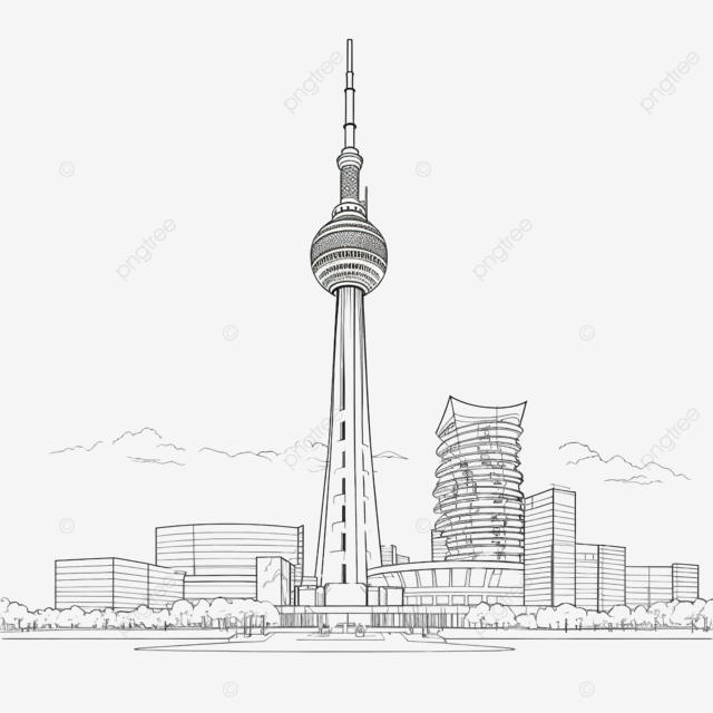 东京天空树地标前立面图轮廓简图