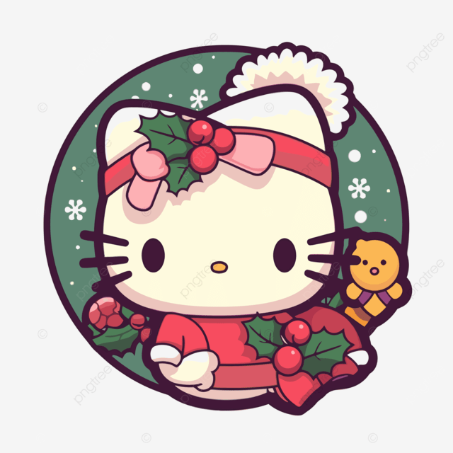 hello kitty 圣诞可爱徽标剪贴画矢量