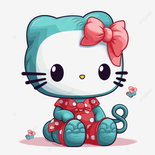 hello kitty 剪贴画 hello kitty 坐在地上，身穿红色圆点卡通矢量图案