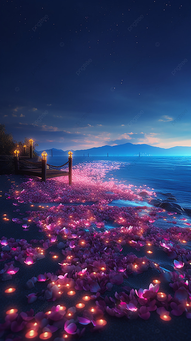 海边星光星空夜晚梦幻卡通广告背景