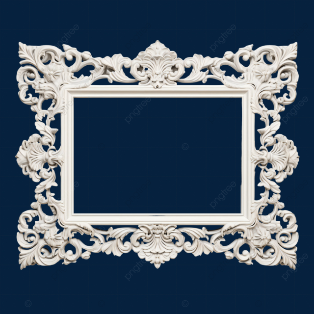 白色木头雕花欧式复古植物花纹画框相框边框装饰图案