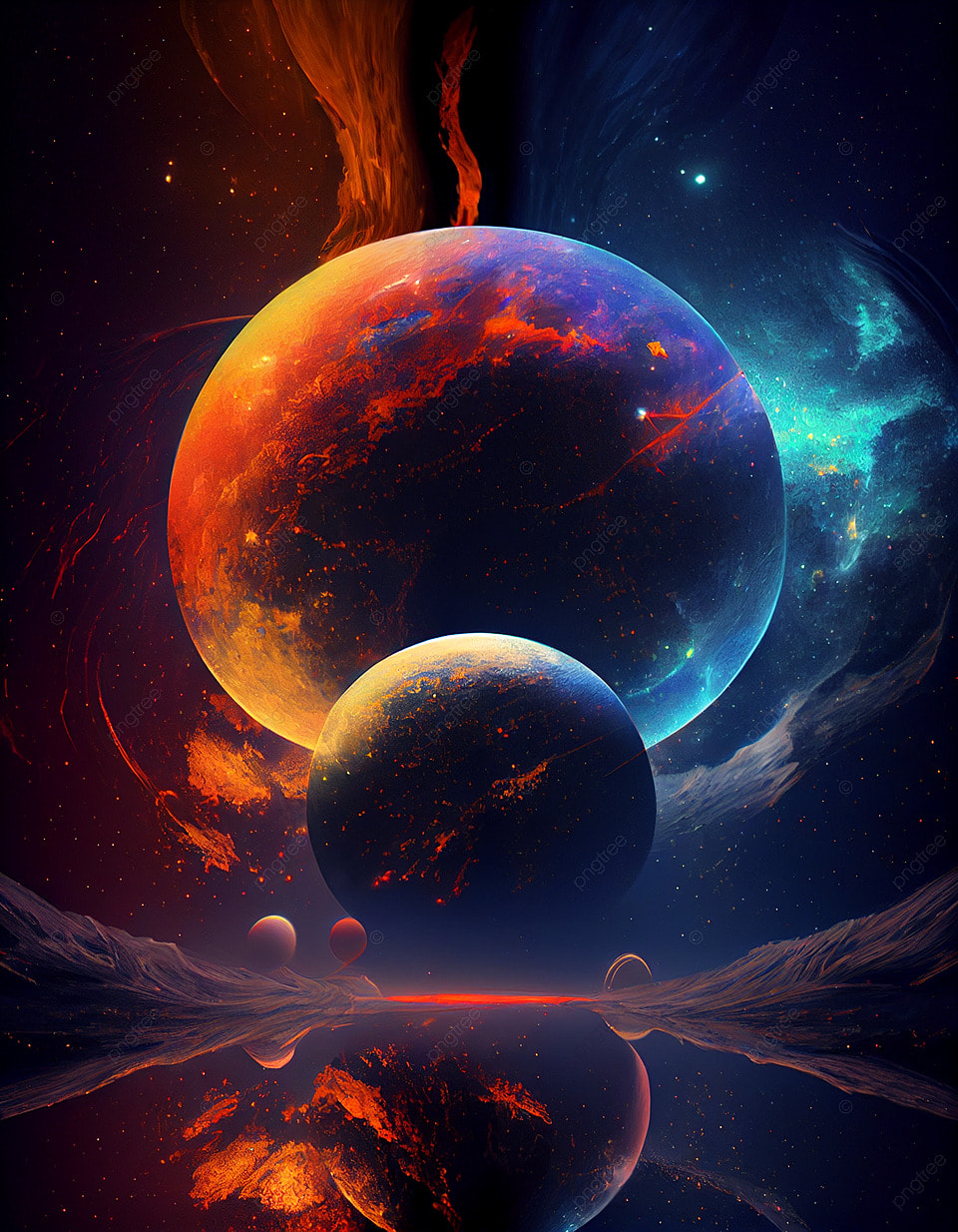 卡通奇幻星球宇宙星空插画背景