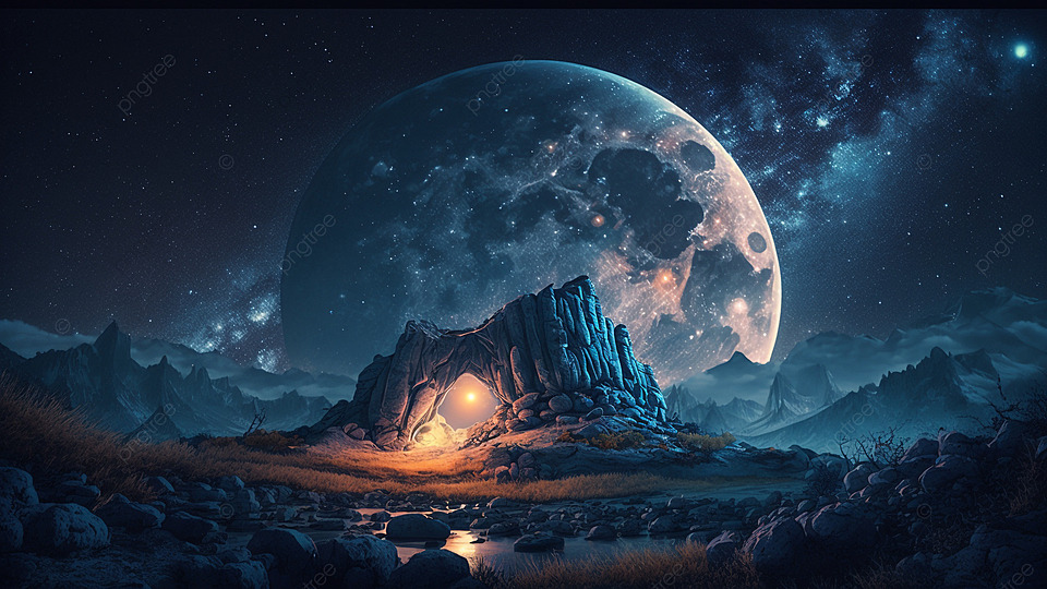月亮夜晚星空背景