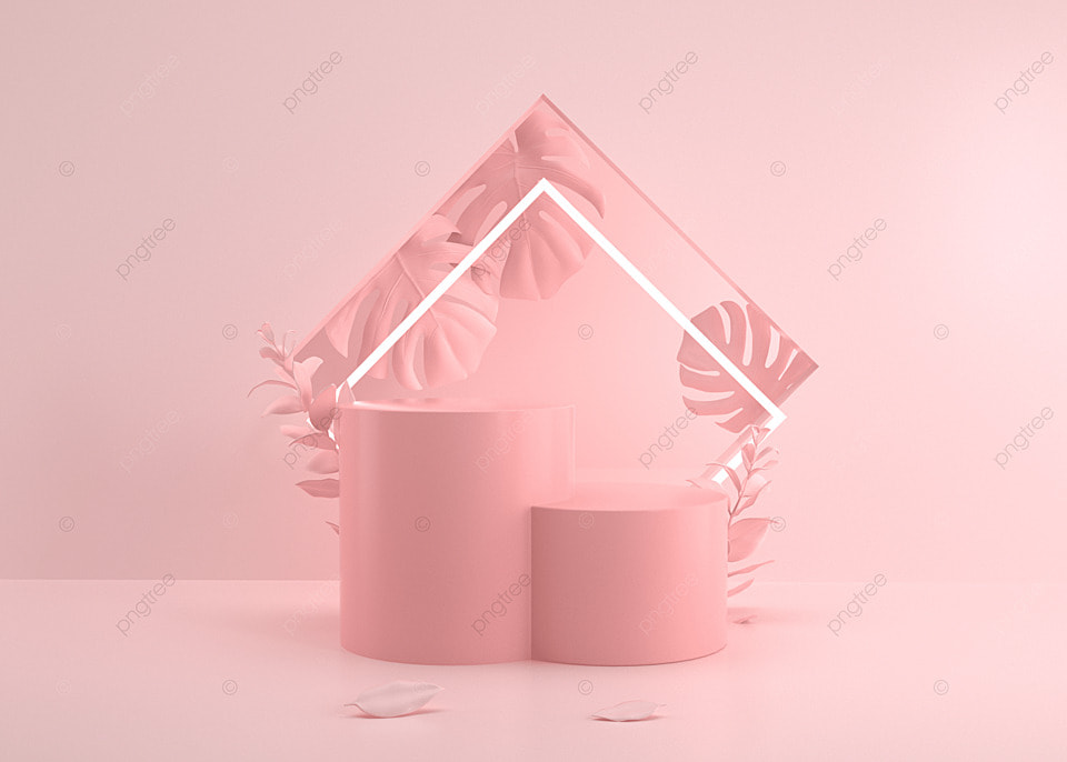 几何电商3D植物场景产品展示架模型海报
