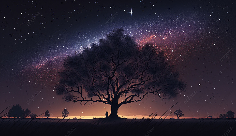 星空树夜晚背景