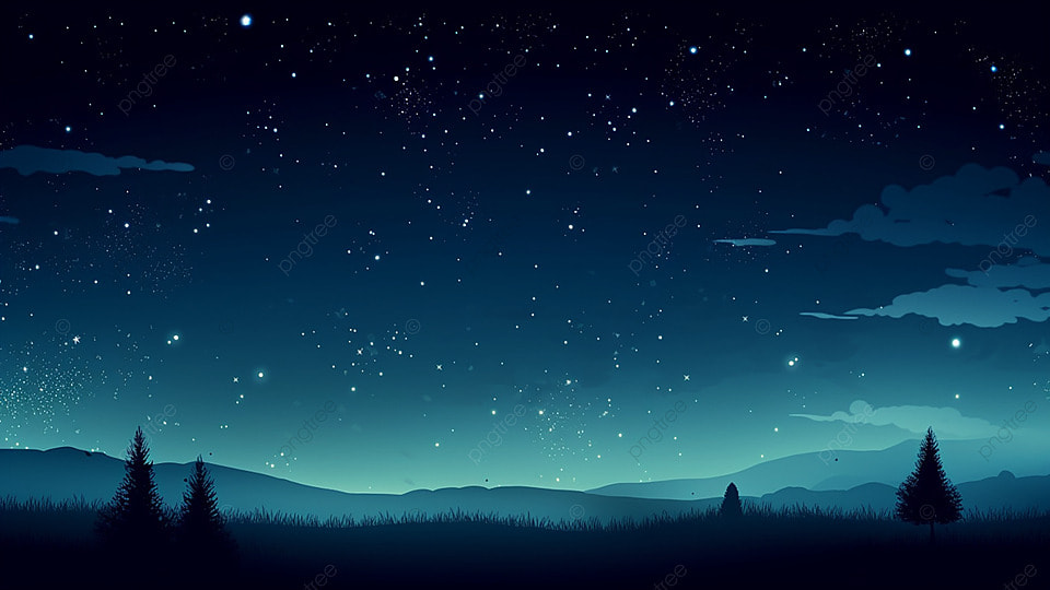 星夜星空卡通自然风景广告背景
