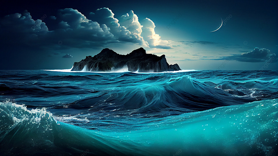大海海浪海岛蓝色背景
