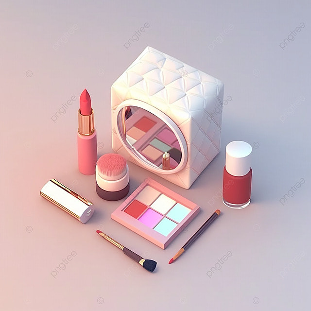 3d口红眼影指甲油化妆品电商背景海报背景