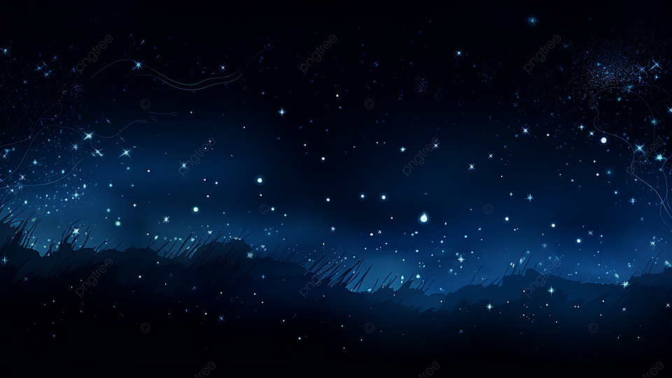 森林夜晚星空星空卡通广告背景