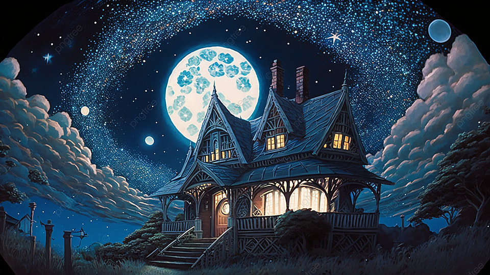 星空夜景卡通背景