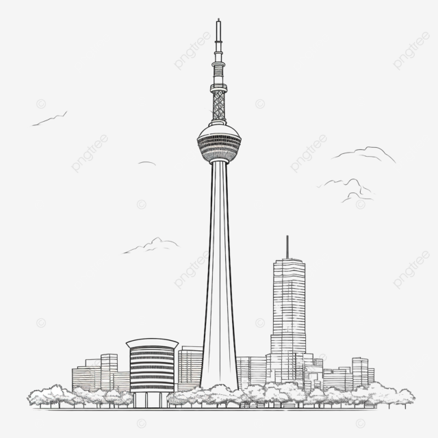 东京天空树地标前立面图轮廓简图