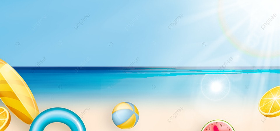 冲浪板和游泳圈夏日沙滩灯光效果背景