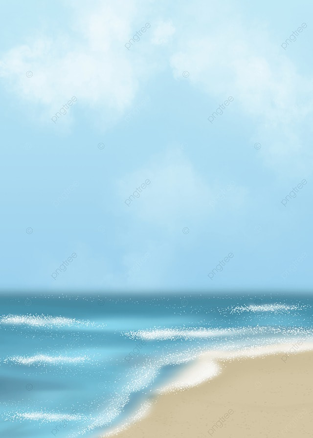 美丽沙滩海面水彩海洋沙滩背景