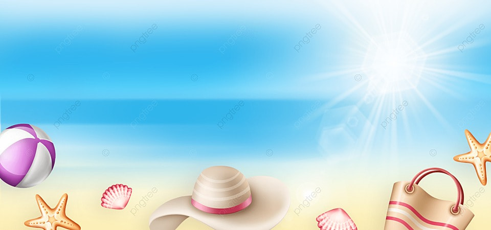 遮阳伞和沙滩包夏日海滩灯光效果背景